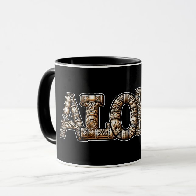 Caneca Havaiano Polinésio Aloha Bambu Look (Frente Esquerda)