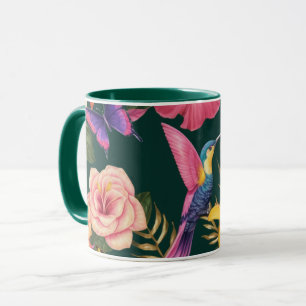 Caneca Haven Tropical: Floral e Design de aves (11 oz)