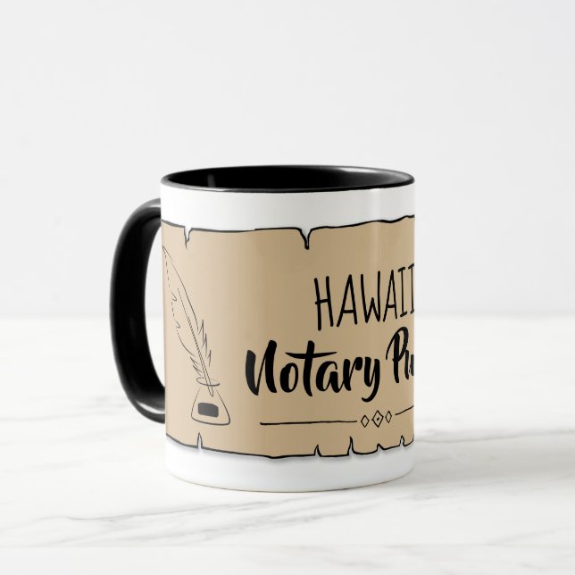 Caneca Hawaii Notary Public Scroll Feather Quill (Frente Esquerda)