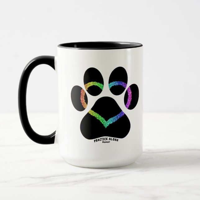 Caneca Hawaii Practice Aloha - Gatinho Love Rainbow (Esquerda)