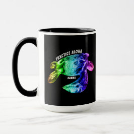 Caneca Hawaii Practice Aloha - Tribal Honu Rainbow