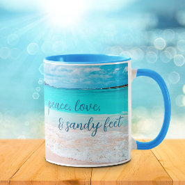Caneca Hawaii Tropical Beach Peace Love Sandy Feet Script