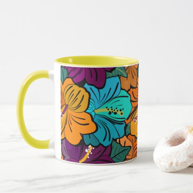 Caneca Hawaiian Hibiscus Mug (Com Donut)