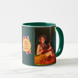 Caneca Hawaiian Kona Coffee Girl w/Ukulele