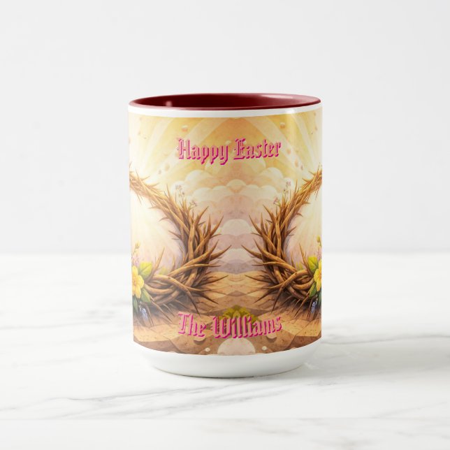 Caneca He Is Risen Religious Floral Crown Personalized (Centro)