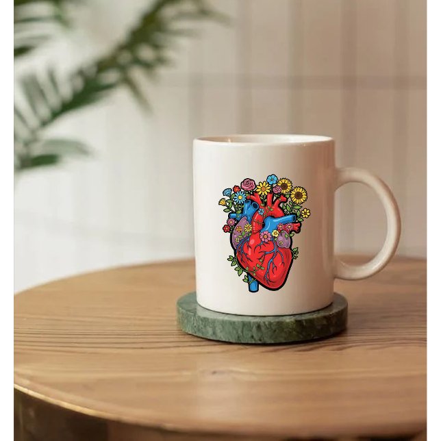 Caneca Heart and flowers (Criador carregado)