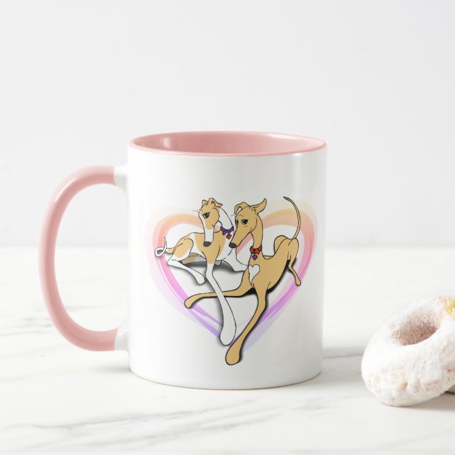Caneca Heart Greyhound Art Mug (Com Donut)