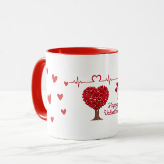 Caneca Heart Tree & Heartbeat Valentine's Day