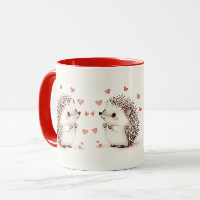 Caneca Hedgehugs! Engraçado e Bonito Hedgehogs Mug (Frente Esquerda)