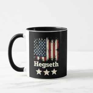 Caneca Hegseth Trump Administração American Flag