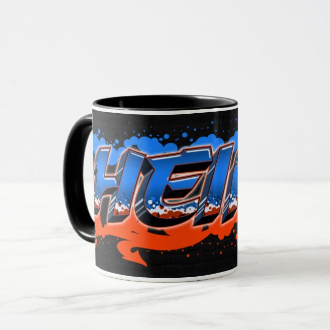 Caneca Heinz Vorname Name Graffiti blue orange Tasse (Frente Esquerda)