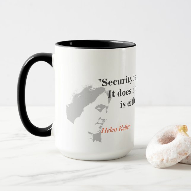 Caneca Helen Keller Cita Sobre Segurança (Com Donut)