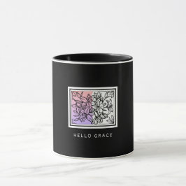 Caneca Hello Grace Minimalista Preto e Branco