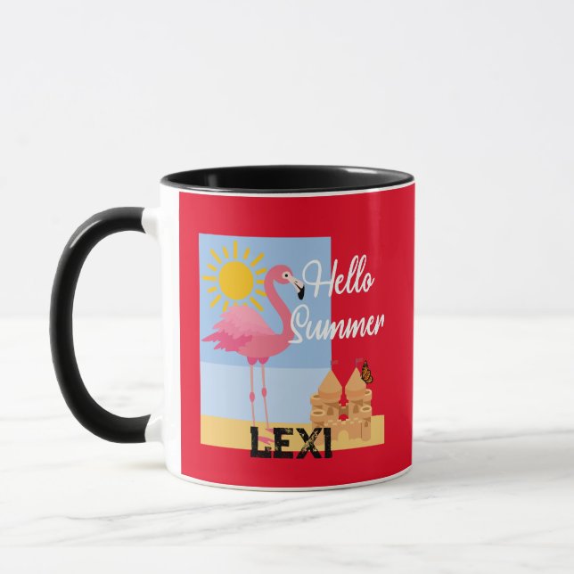 Caneca Hello Summer Pink Flamingo Design - Combo Mug (Esquerda)