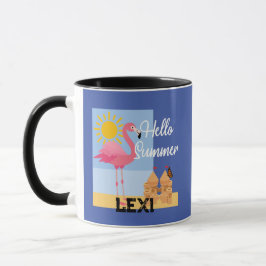 Caneca Hello Summer Pink Flamingo Design - Combo Mug