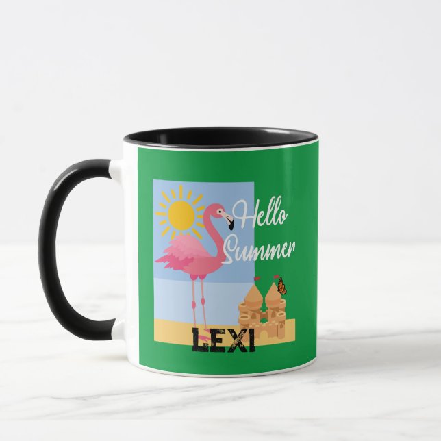 Caneca Hello Summer Pink Flamingo Design - Combo Mug (Esquerda)