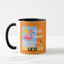 Caneca Hello Summer Pink Flamingo Design - Combo Mug