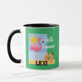 Caneca Hello Summer Pink Flamingo Design - Combo Mug