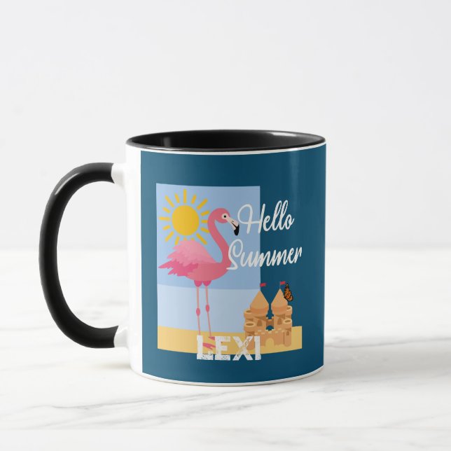 Caneca Hello Summer Pink Flamingo Design - Combo Mug (Esquerda)