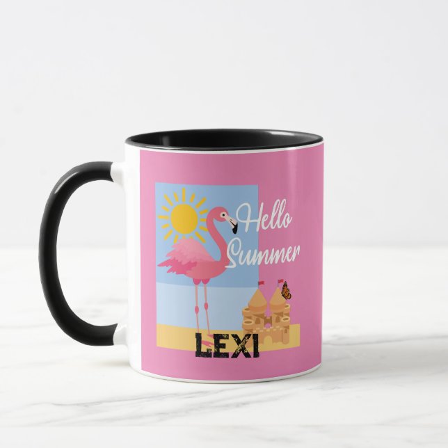 Caneca Hello Summer Pink Flamingo Design - Combo Mug (Esquerda)