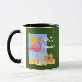 Caneca Hello Summer Pink Flamingo Design - Combo Mug