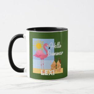 Caneca Hello Summer Pink Flamingo Design - Combo Mug