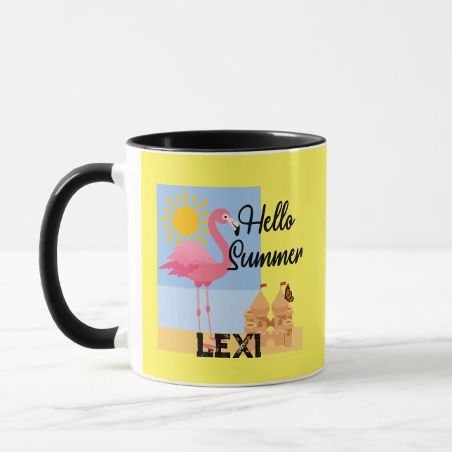 Caneca Hello Summer Pink Flamingo Design - Combo Mug (Esquerda)