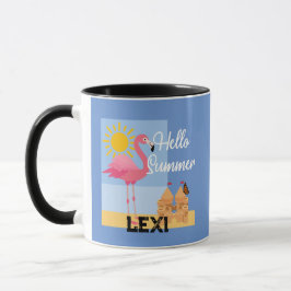 Caneca Hello Summer Pink Flamingo Design - Combo Mug