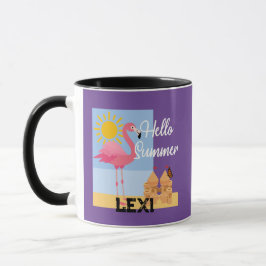 Caneca Hello Summer Pink Flamingo Design - Combo Mug
