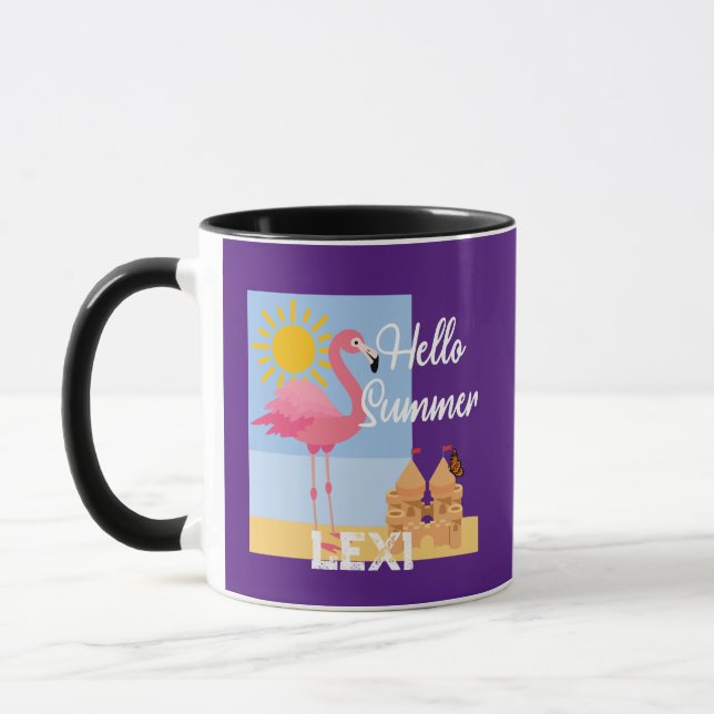 Caneca Hello Summer Pink Flamingo Design - Combo Mug (Esquerda)