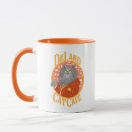 Caneca Henry DeCat do Cafe da DeLand Cat no logotipo de t