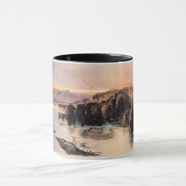Caneca Herd of Buffalo (por Charles M. Russell) (Centro)