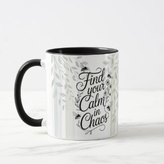 Caneca Heritage Encontre Sua Calma no Caos Citação Botâni
