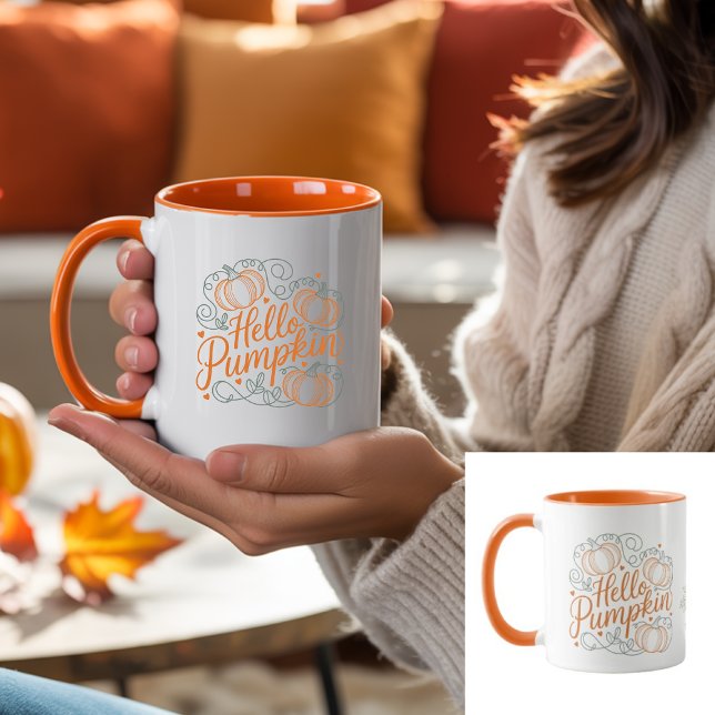 Caneca Heritage | Olá Abóbora Outono | Fofo Outono (Criador carregado)