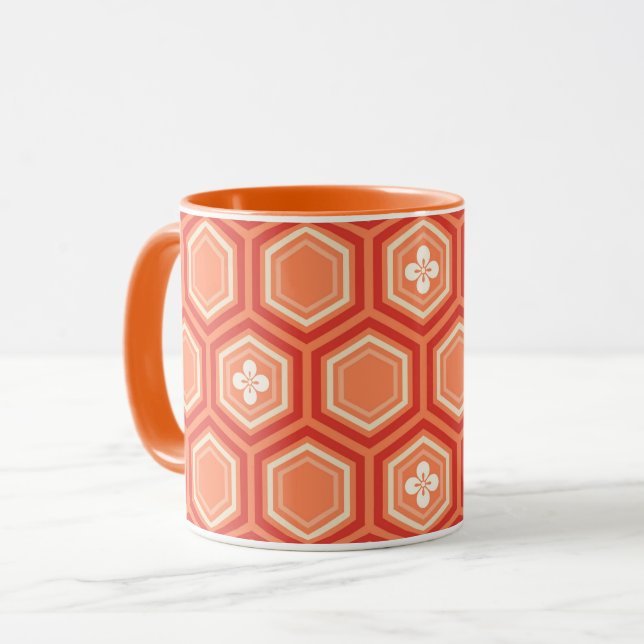 Caneca Hexagonal Kimono Impressão, Mandarin Orange (Frente Esquerda)