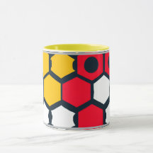 Hexágonos de Mug vermelha e amarela
