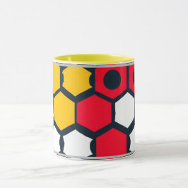 Caneca Hexágonos de Mug vermelha e amarela
