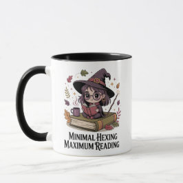 Caneca Hexing Mínimo, Leitura Máxima — Chá de Bruxa Cozy