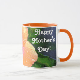 Caneca Hibisco Laranja Feliz Dia das Mães
