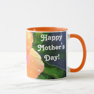 Caneca Hibisco Laranja Feliz Dia das Mães
