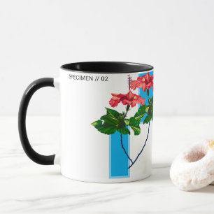 Caneca Hibisco Vibrante com Glitch - Arte Botânica Modern