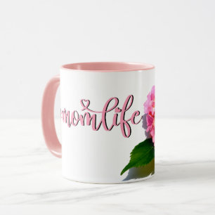 Caneca Hídranga floral rosa elegante Melhor Mãe Nunca