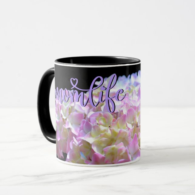 Caneca Hídrangas florais amareladas e leves (Frente Esquerda)