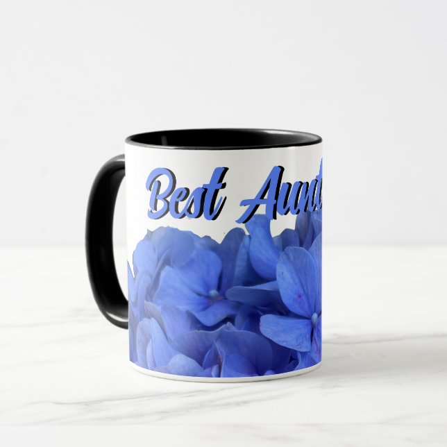 Caneca Hídrangas florais do periwinkle azul Elegante (Frente Esquerda)
