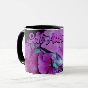 Caneca Hídrangas teais magenta elegantes, a melhor tia de