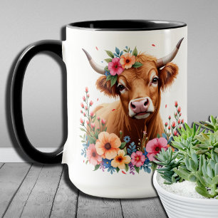 Caneca Highland Charm Design Cute Scottish Highland Cow