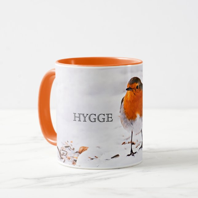 Caneca Higiene com um pássaro robin fofo na neve (Frente Esquerda)