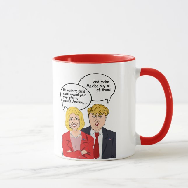 Caneca Hillary vs Trump Birthday Card - Um muro ao seu re (Direita)