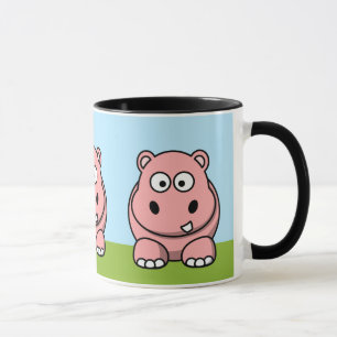Caneca Hipopótamo cor-de-rosa bonito