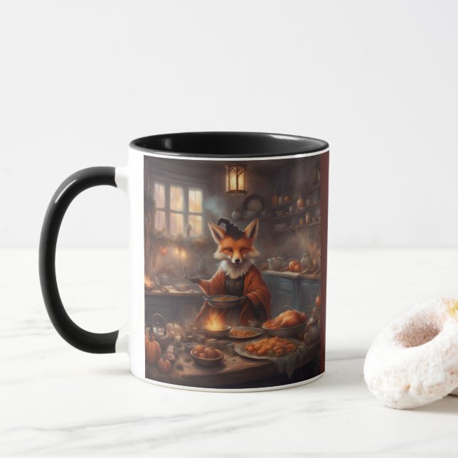Caneca História caprichosa da Raposa Bruxa no jantar de H (Com Donut)